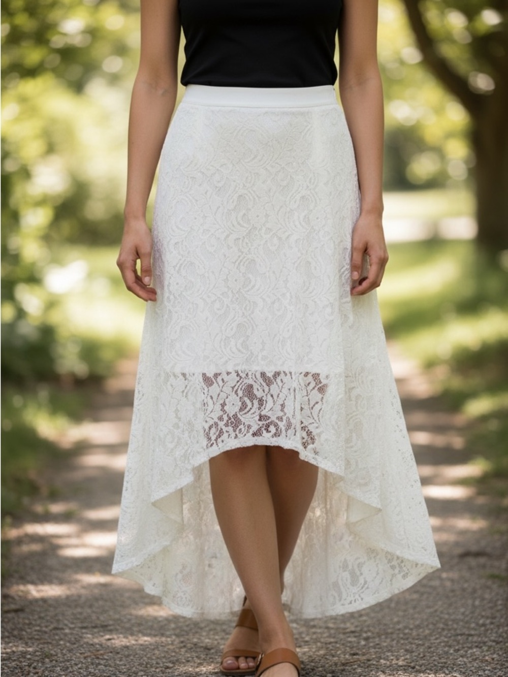Element Cream Lace High-Low Skirt Size L